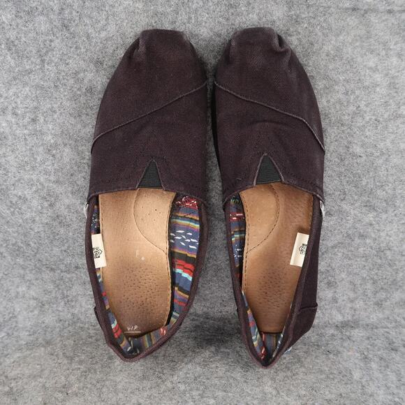 Toms Shoes Womens 8 Flats Casual Slip On Black Canvas Lifestyle Comfort Loafer - Picture 6 of 11